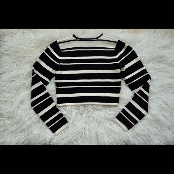 Olivaceous blk & White striped two piece skirt set - Picture 4 of 5